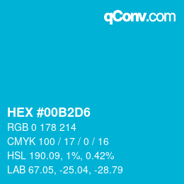 カラーコード: HEX #00B2D6 | qconv.com