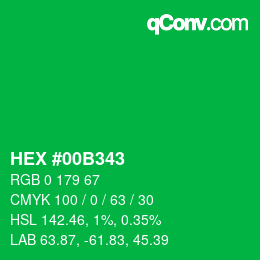 カラーコード: HEX #00B343 | qconv.com