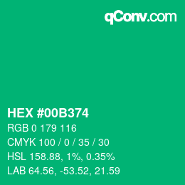 Color code: HEX #00B374 | qconv.com