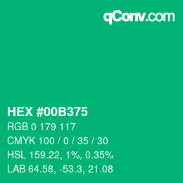 Color code: HEX #00B375 | qconv.com