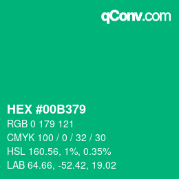Color code: HEX #00B379 | qconv.com