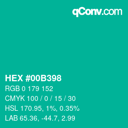 颜色代码: HEX #00B398 | qconv.com
