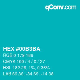 Color code: HEX #00B3BA | qconv.com