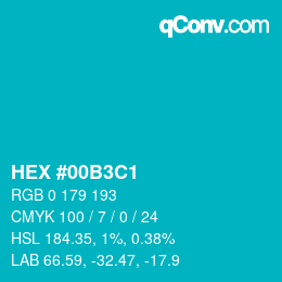 Color code: HEX #00B3C1 | qconv.com
