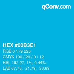 Farbcode: HEX #00B3E1 | qconv.com