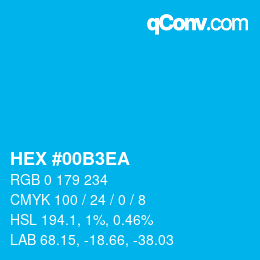 Color code: HEX #00B3EA | qconv.com