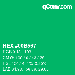 カラーコード: HEX #00B567 | qconv.com