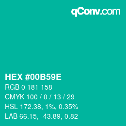 Code couleur: HEX #00B59E | qconv.com