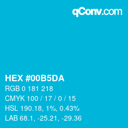 颜色代码: HEX #00B5DA | qconv.com