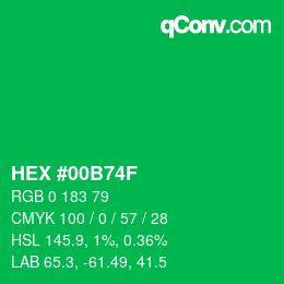 Color code: HEX #00B74F | qconv.com