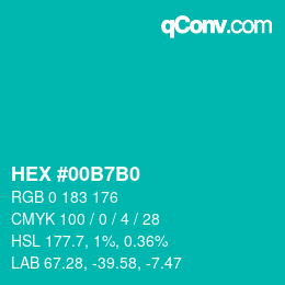 Color code: HEX #00B7B0 | qconv.com