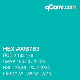 Farbcode: HEX #00B7B3 | qconv.com