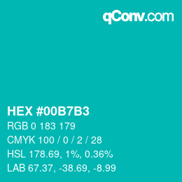 カラーコード: HEX #00B7B3 | qconv.com