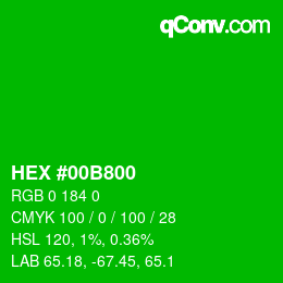 Color code: HEX #00B800 | qconv.com