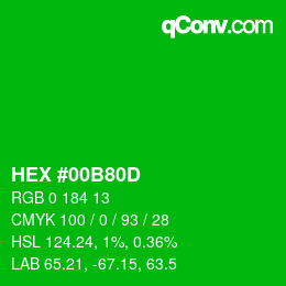 Color code: HEX #00B80D | qconv.com