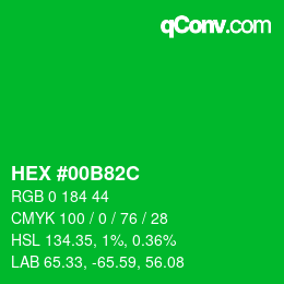 Color code: HEX #00B82C | qconv.com