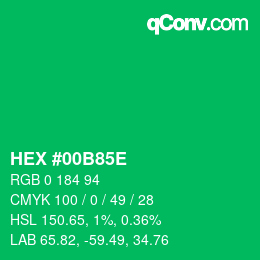 Color code: HEX #00B85E | qconv.com