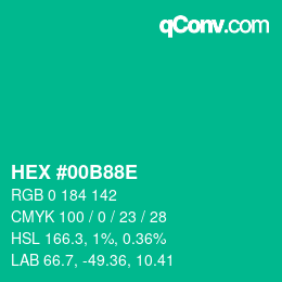 Color code: HEX #00B88E | qconv.com