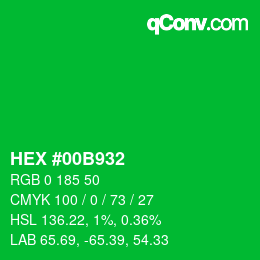 颜色代码: HEX #00B932 | qconv.com