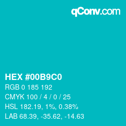 Color code: HEX #00B9C0 | qconv.com