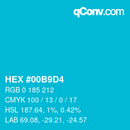 颜色代码: HEX #00B9D4 | qconv.com