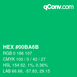 Color code: HEX #00BA6B | qconv.com