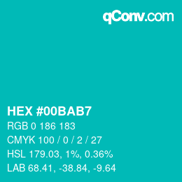 颜色代码: HEX #00BAB7 | qconv.com