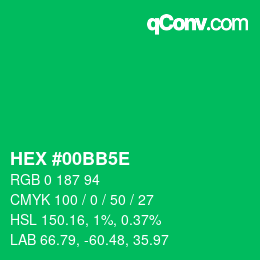 カラーコード: HEX #00BB5E | qconv.com