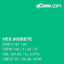 カラーコード: HEX #00BB7E | qconv.com