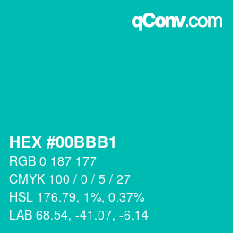 カラーコード: HEX #00BBB1 | qconv.com