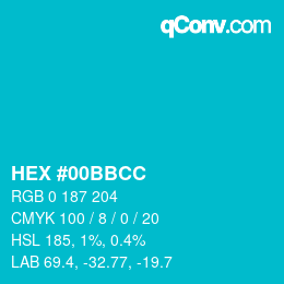 カラーコード: HEX #00BBCC | qconv.com