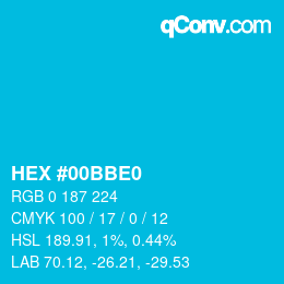 颜色代码: HEX #00BBE0 | qconv.com
