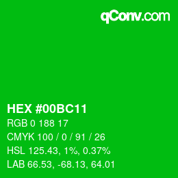 Color code: HEX #00BC11 | qconv.com