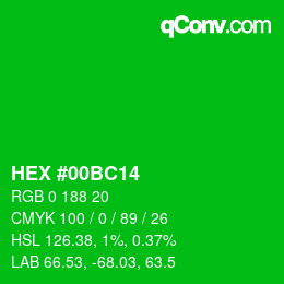 Color code: HEX #00BC14 | qconv.com