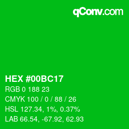 Color code: HEX #00BC17 | qconv.com
