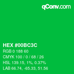 Color code: HEX #00BC3C | qconv.com