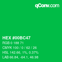 Color code: HEX #00BC47 | qconv.com