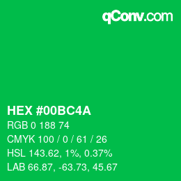 Color code: HEX #00BC4A | qconv.com