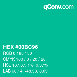 Color code: HEX #00BC96 | qconv.com