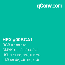 カラーコード: HEX #00BCA1 | qconv.com