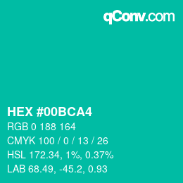 Farbcode: HEX #00BCA4 | qconv.com