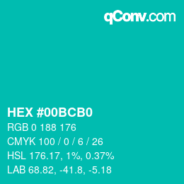 Color code: HEX #00BCB0 | qconv.com