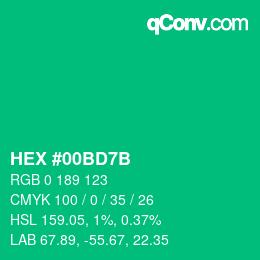 颜色代码: HEX #00BD7B | qconv.com