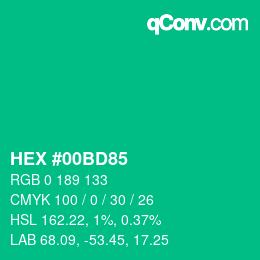 Color code: HEX #00BD85 | qconv.com