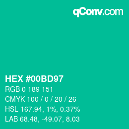 カラーコード: HEX #00BD97 | qconv.com