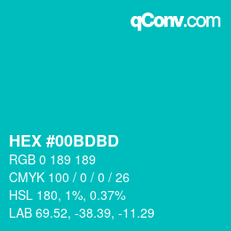 Color code: HEX #00BDBD | qconv.com