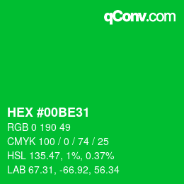 カラーコード: HEX #00BE31 | qconv.com