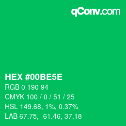 カラーコード: HEX #00BE5E | qconv.com