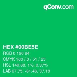 Farbcode: HEX #00BE5E | qconv.com