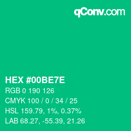カラーコード: HEX #00BE7E | qconv.com